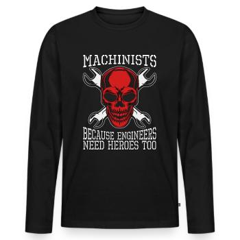 Machinistes parce que les ingénieurs ont besoin d’un tourneur - T-shirt manches longues Premium bio Homme - noir - Devant - Nico (187cm)