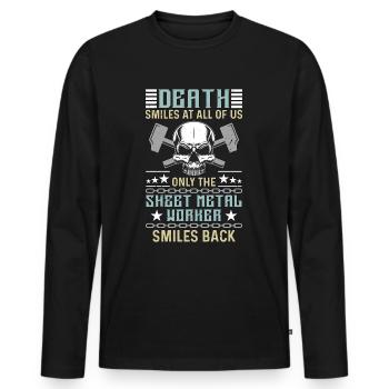 Sheet Metal Worker Death Smiles At All Of Mechanic - Men's Premium Organic Long Sleeve Shirt - black - Front - Nico (187cm)