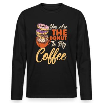 Café et beignets que vous êtes le beignet au petit-déjeuner - T-shirt manches longues Premium bio Homme - noir - Devant - Nico (187cm)