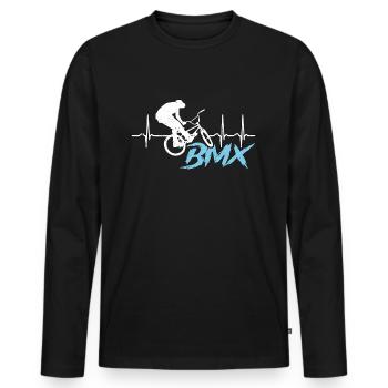 BMX Racing BMX Heartbeat Loves Bicyclette Cyclist - Men's Premium Organic Long Sleeve Shirt - black - Front - Nico (187cm)