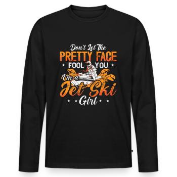 Jet Skiing Don't Let The Pretty Face Water Sports - Männer Premium Bio Langarmshirt - Schwarz - Vorne - Nico (187cm)
