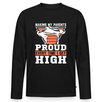High Jump Making Parents Proud Every Time Jumping - Men's Premium Organic Long Sleeve Shirt - black - Front - Nico (187cm)