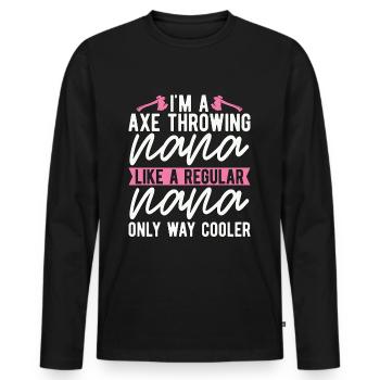 I'm An Axe Throwing Nana Bullseye Axe Throwing - Männer Premium Bio Langarmshirt - Schwarz - Vorne - Nico (187cm)
