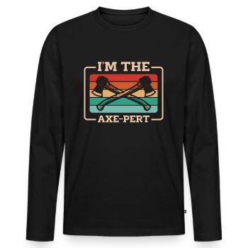 Axe Throwing I'm The Axe-Pert Retro Woodworking - Männer Premium Bio Langarmshirt - Schwarz - Vorne - Nico (187cm)