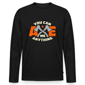 Axe Throwing You Can Axe Me Bullseye Axe Thrower - Männer Premium Bio Langarmshirt - Schwarz - Vorne - Nico (187cm)
