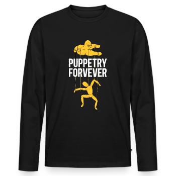 Puppetry Forever Puppets Ventriloquist Puppeteer - Männer Premium Bio Langarmshirt - Schwarz - Vorne - Nico (187cm)