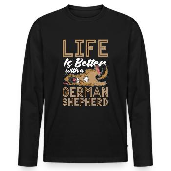 German Shepherd Life Is Better With A Police Dogs - Men's Premium Organic Long Sleeve Shirt - black - Front - Nico (187cm)
