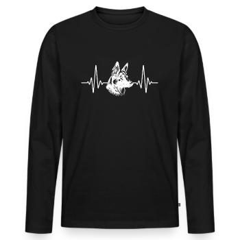 German Shepherd Heartbeat Military Dogs Canine Pet - Männer Premium Bio Langarmshirt - Schwarz - Vorne - Nico (187cm)