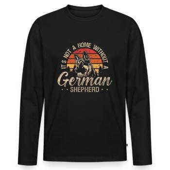German Shepherd It's Not A Home Without A Canine - Men's Premium Organic Long Sleeve Shirt - black - Front - Nico (187cm)