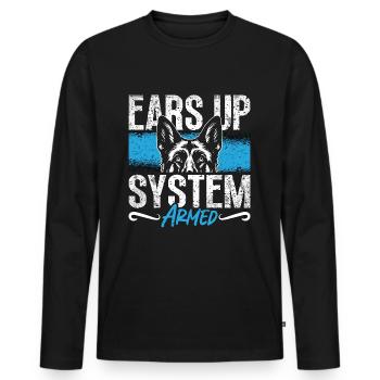 German Shepherd Ears Up System Armed Police Dogs - Men's Premium Organic Long Sleeve Shirt - black - Front - Nico (187cm)