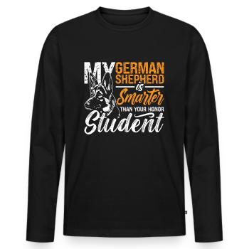 My German Shepherd Is Smarter Than Military Dogs - Men's Premium Organic Long Sleeve Shirt - black - Front - Nico (187cm)