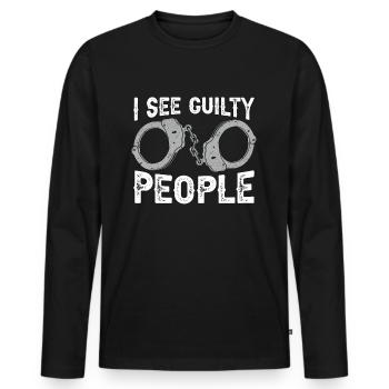 Agent de probation Je vois des gens coupables Gardien de prison - T-shirt manches longues Premium bio Homme - noir - Devant - Nico (187cm)