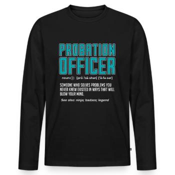 Agent de probation quelqu’un qui applique la loi - T-shirt manches longues Premium bio Homme - noir - Devant - Nico (187cm)