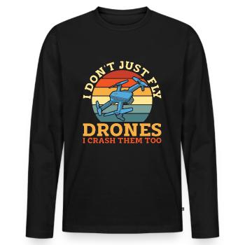 Drone Racing I Don't Just Fly Retro Drone Fpv Race - Männer Premium Bio Langarmshirt - Schwarz - Vorne - Nico (187cm)
