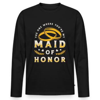 Demoiselle d’honneur Celle où tu es ma demoiselle d’honneur - T-shirt manches longues Premium bio Homme - noir - Devant - Nico (187cm)