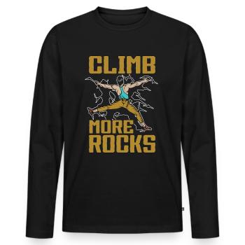 Rock Climbing Climb More Rocks Mountain Climbing - Men's Premium Organic Long Sleeve Shirt - black - Front - Nico (187cm)