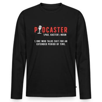 Podcasting Podcaster Nom Celui qui parle microphone - T-shirt manches longues Premium bio Homme - noir - Devant - Nico (187cm)