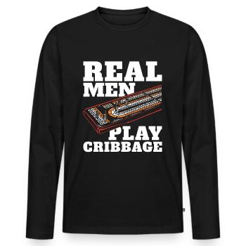 Cribbage Real Men Play Cribbage Loves Board Game - Männer Premium Bio Langarmshirt - Schwarz - Vorne - Nico (187cm)