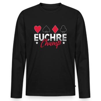 Euchre Champ Playing Cards Pinochle Board Game - Männer Premium Bio Langarmshirt - Schwarz - Vorne - Nico (187cm)
