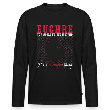 Euchre Vous ne comprendriez pas Aime les jeux de cartes - T-shirt manches longues Premium bio Homme - noir - Devant - Nico (187cm)