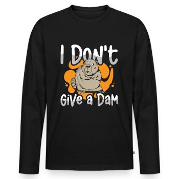 Beaver Dam I Don’t Give A Dam Loves Rodent Animals - T-shirt manches longues Premium bio Homme - noir - Devant - Nico (187cm)