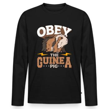 Cochon d’Inde Obéir à l’amoureux des animaux du cochon d’Inde Cavy - T-shirt manches longues Premium bio Homme - noir - Devant - Nico (187cm)