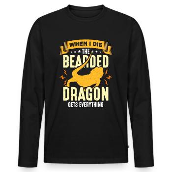 Bearded Dragon When I Die The Bearded Reptiles - Männer Premium Bio Langarmshirt - Schwarz - Vorne - Nico (187cm)