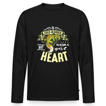 Leopard Gecko Is Cold Blooded But Warms Reptiles - Men's Premium Organic Long Sleeve Shirt - black - Front - Nico (187cm)