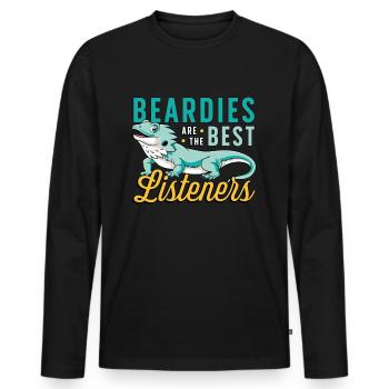Bearded Dragon Beardies Are The Best Dragon Head - Men's Premium Organic Long Sleeve Shirt - black - Front - Nico (187cm)