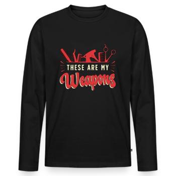 Coiffeur Ce sont mes armes Salon de coiffure - T-shirt manches longues Premium bio Homme - noir - Devant - Nico (187cm)