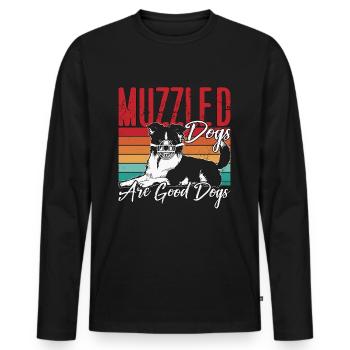 Dresseur de chiens d’assistance Les chiens muselés sont des maîtres-chiens - T-shirt manches longues Premium bio Homme - noir - Devant - Nico (187cm)