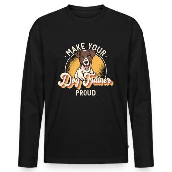 Dresseur de chiens d’assistance Faites de votre chien un amoureux de l’éducation canine - T-shirt manches longues Premium bio Homme - noir - Devant - Nico (187cm)