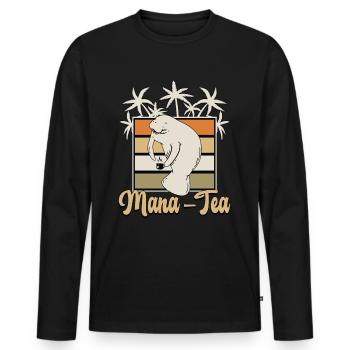 Dugong Mana-Tea Animaux marins Vaches de mer Lamantin - T-shirt manches longues Premium bio Homme - noir - Devant - Nico (187cm)