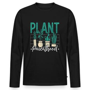 Houseplants Plant Parenthood Botanical Gardening - Men's Premium Organic Long Sleeve Shirt - black - Front - Nico (187cm)