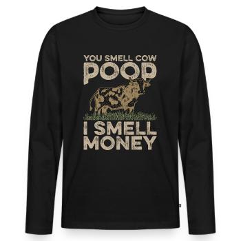 Élevage de bétail Vous sentez le caca de vache Je sens l’agriculteur - T-shirt manches longues Premium bio Homme - noir - Devant - Nico (187cm)