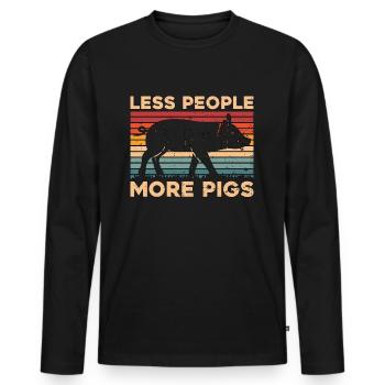 L’élevage porcin : moins d’habitants, plus d’élevage porcin - T-shirt manches longues Premium bio Homme - noir - Devant - Nico (187cm)