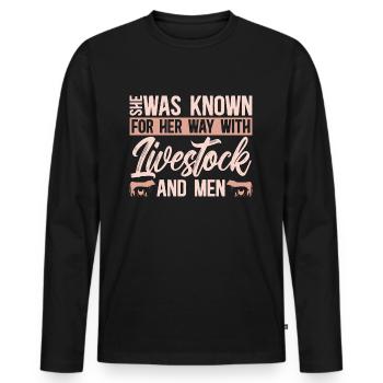 Livestock Breeder She Was Known For Farm Animals - Men's Premium Organic Long Sleeve Shirt - black - Front - Nico (187cm)