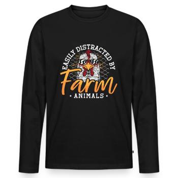 Poultry Farmer Easily Distracted By Chicken Coop - Männer Premium Bio Langarmshirt - Schwarz - Vorne - Nico (187cm)