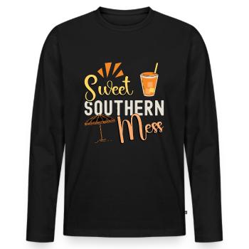 Sweet Tea Sweet Southern Mess Loves Southern Food - Men's Premium Organic Long Sleeve Shirt - black - Front - Nico (187cm)
