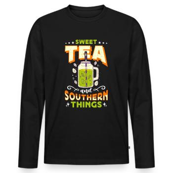 Sweet Tea And Southern Things Southern Food Lover - Men's Premium Organic Long Sleeve Shirt - black - Front - Nico (187cm)