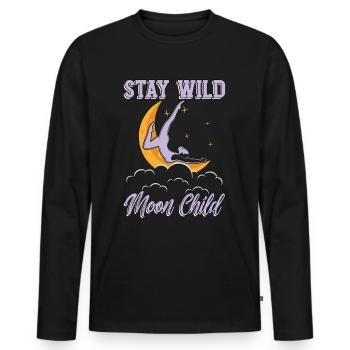 Aerialist Stay Wild Moon Child Air Yoga Aerialists - Männer Premium Bio Langarmshirt - Schwarz - Vorne - Nico (187cm)