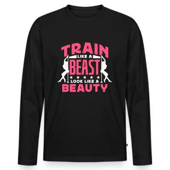 Pole Dancing Train Like A Beast Look Pole Dance - Männer Premium Bio Langarmshirt - Schwarz - Vorne - Nico (187cm)