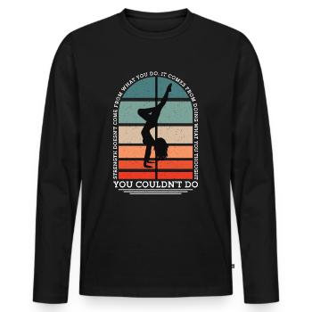 La force de la pole dance ne vient pas du pole fitness - T-shirt manches longues Premium bio Homme - noir - Devant - Nico (187cm)