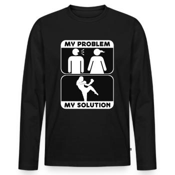 Kickboxer My Problem My Solution Pictogram Mom Dad - Männer Premium Bio Langarmshirt - Schwarz - Vorne - Nico (187cm)