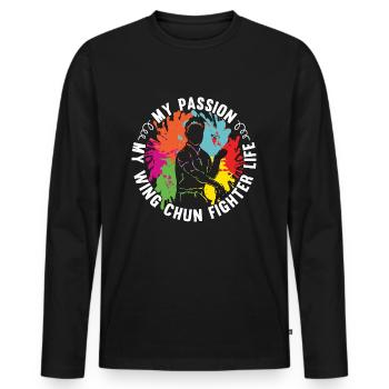 Wing Chun Fighter My Passion My Martial Artist - Men's Premium Organic Long Sleeve Shirt - black - Front - Nico (187cm)