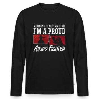 Aikido Fighter Morning Is Not My Time Martial Arts - Männer Premium Bio Langarmshirt - Schwarz - Vorne - Nico (187cm)