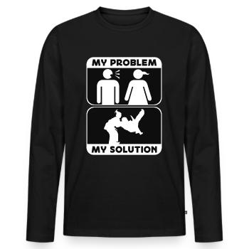 Judo Fighter My Problem My Pictogram Mom Judoka - Männer Premium Bio Langarmshirt - Schwarz - Vorne - Nico (187cm)