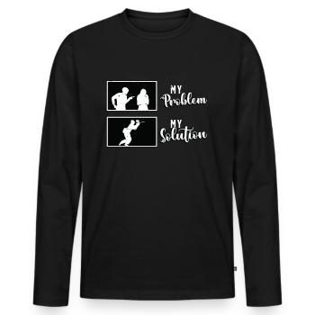 Paintball Player My Problem My Pictogram Mom Dad - Men's Premium Organic Long Sleeve Shirt - black - Front - Nico (187cm)
