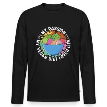 Vegan Diet Lover My Passion My Veganism Meatless - Men's Premium Organic Long Sleeve Shirt - black - Front - Nico (187cm)