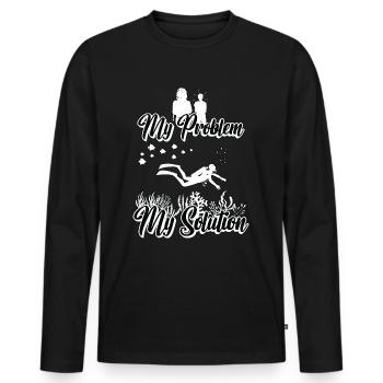 Biologiste marin Mon problème Mon pictogramme Maman Papa - T-shirt manches longues Premium bio Homme - noir - Devant - Nico (187cm)